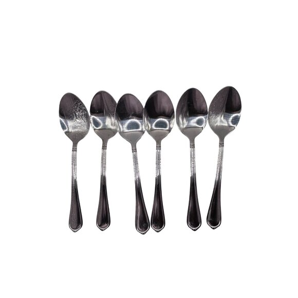 Towle Silver Vienna Stainless Oval Soup Spoon Set Of 6 Glossy Finish flatware - Picture 3 of 4